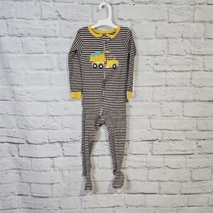 Carter's Brown and White Footie Construction Pajamas with Enclosed Feet